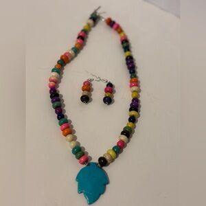 Handmade Multicolor Beaded Necklace and Earring Set
